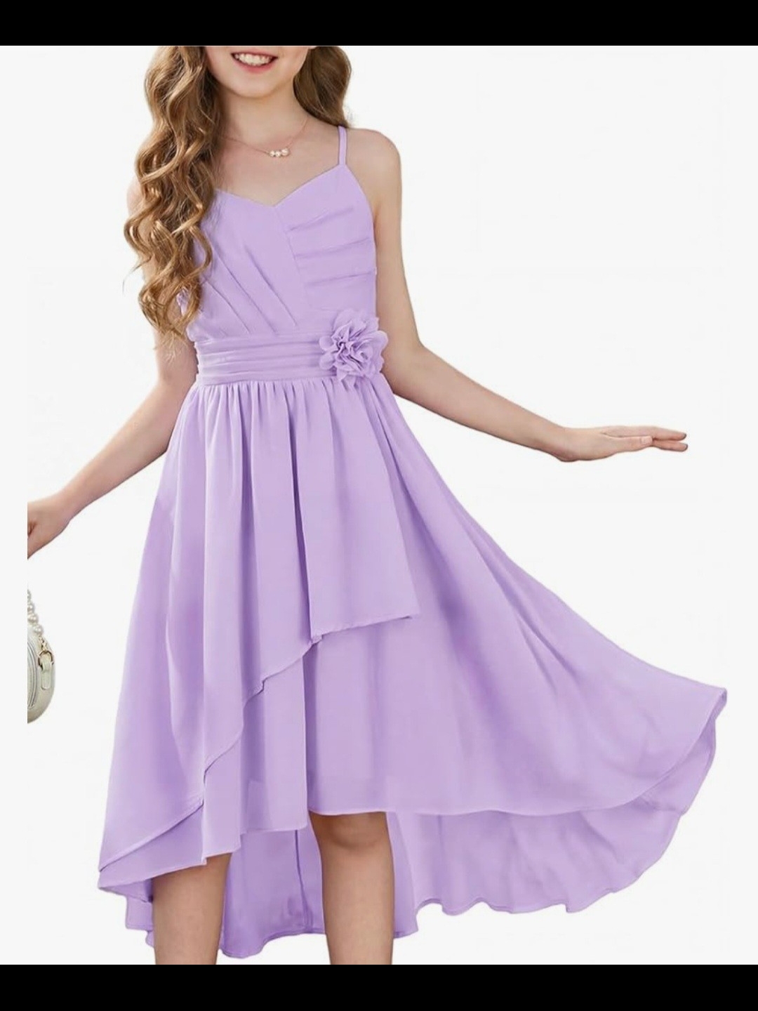 Girls High-Low Floral Waist Dress